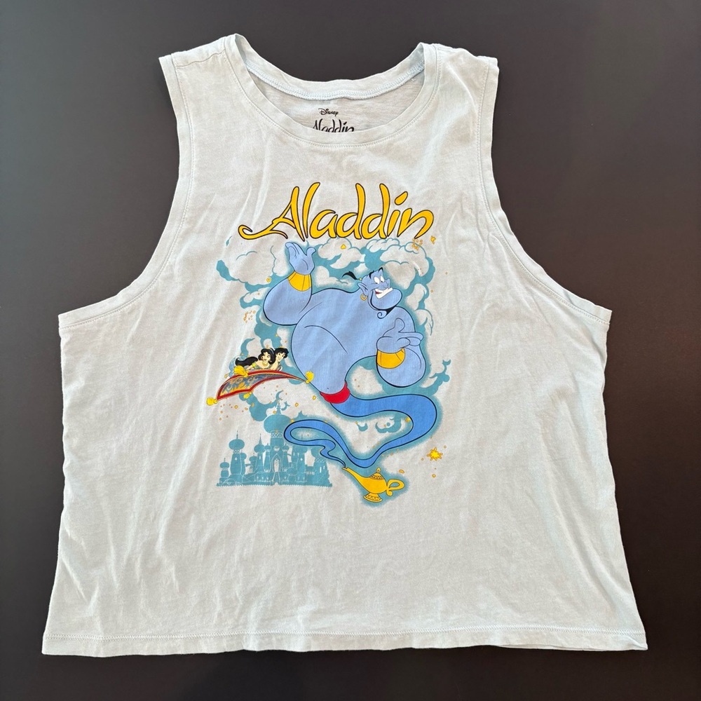 Disney Aladdin Women’s/Junior Sz XL tank 100% cotton light blue